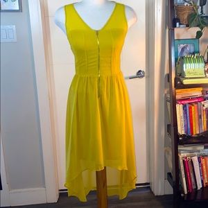 NEW Beautiful Sheer Yellow Asymmetrical Dress